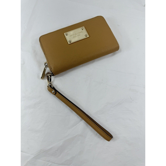 Michael Kors Leather Zip Around Wristlet Wallet butterscotch yellow - Picture 3 of 11